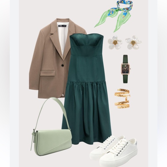 Zara Topstitched Midi Dress - Picture 17 of 17